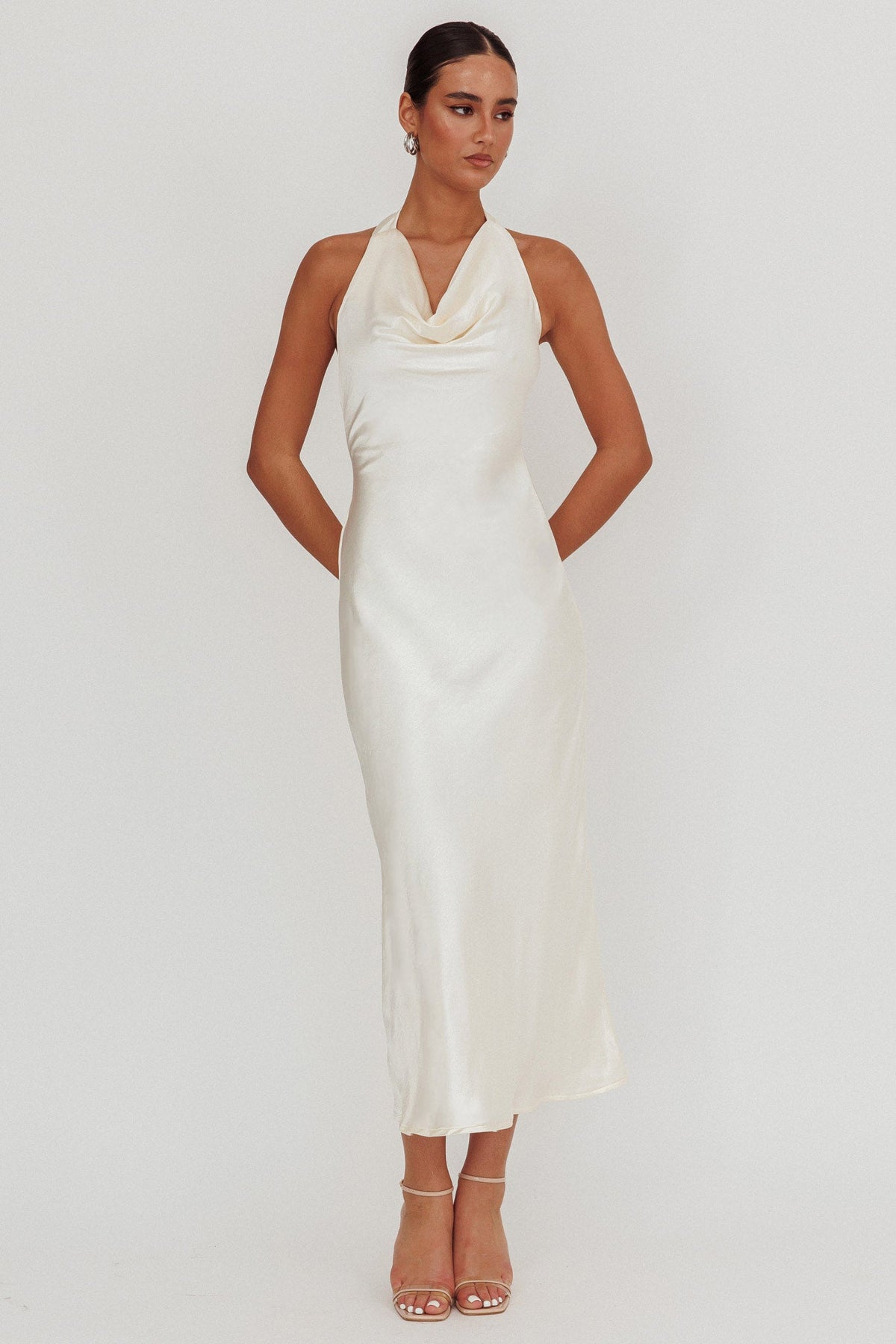 Element Halterneck Maxi Dress Champagne