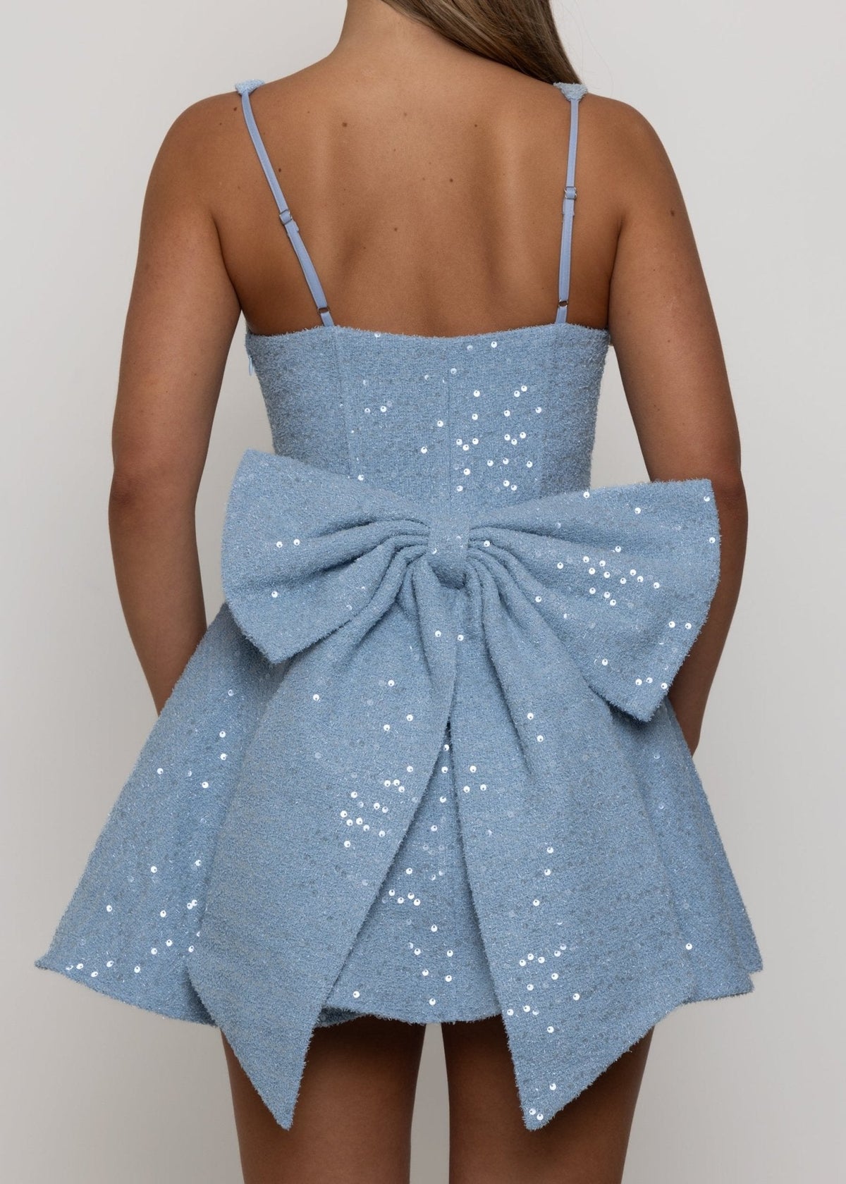 Love Letters Bow Mini Dress - Blue