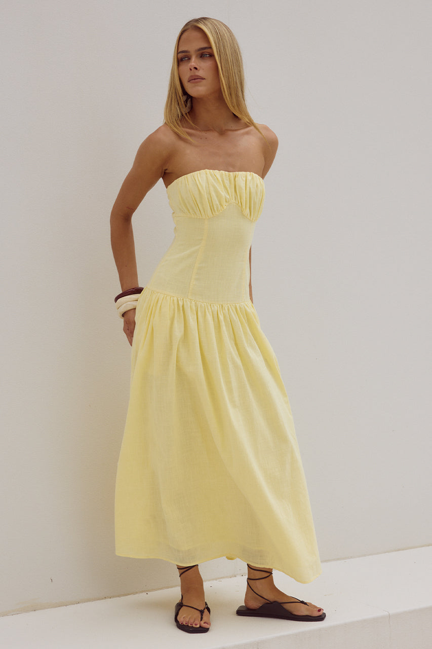 Poppy Midi Dress - Lemon