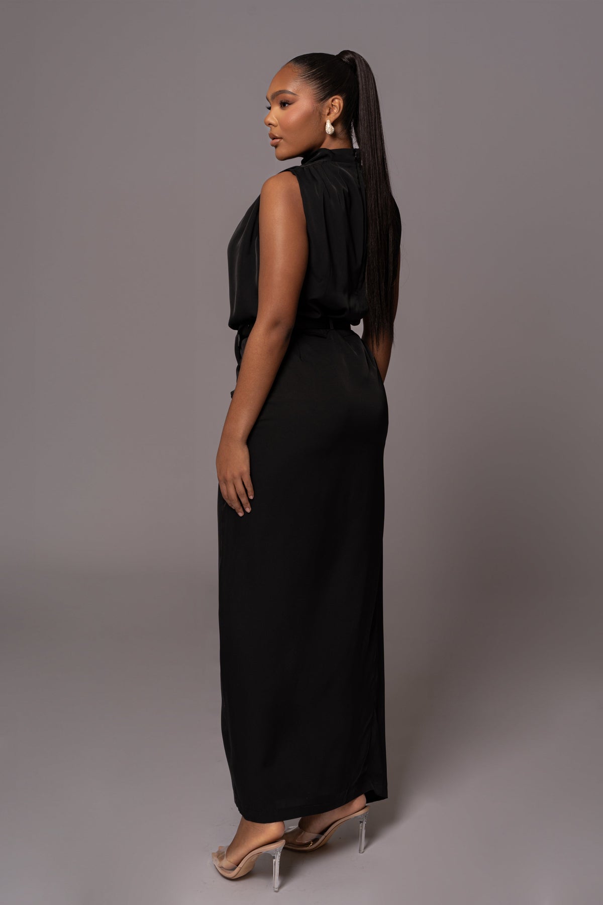 Black Jamila Drape Skirt