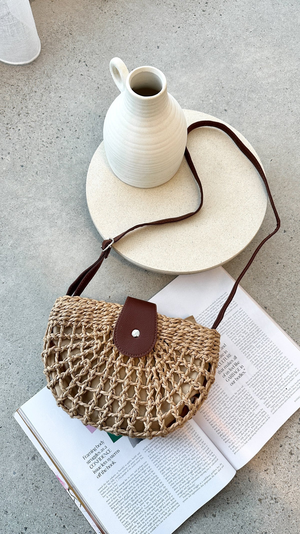 Marielle Half Moon Bag - Straw