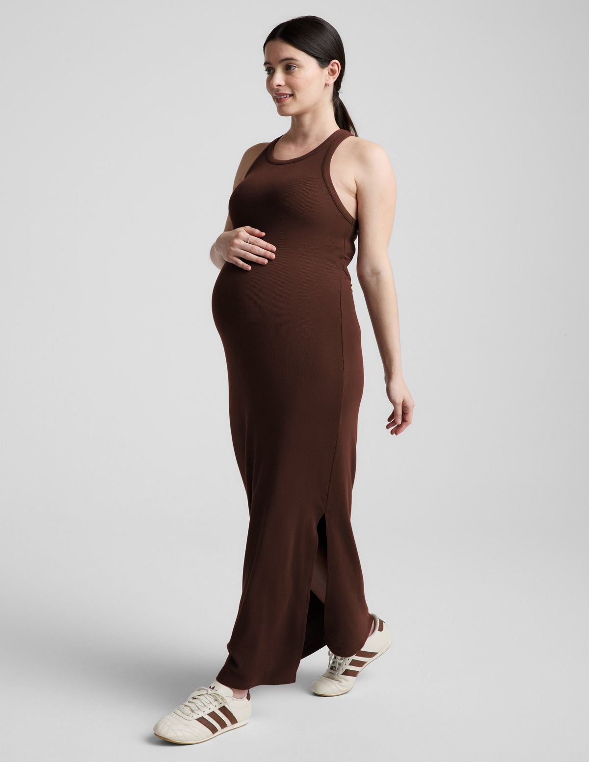 Ribbed High Neck Maxi Dress