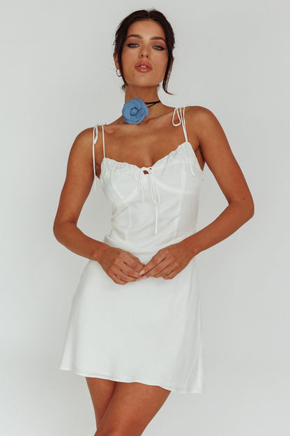 Heavenly Feels Tied Shoulder Mini Dress White