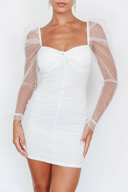 Like Lovers Hail Spot Mini Dress White