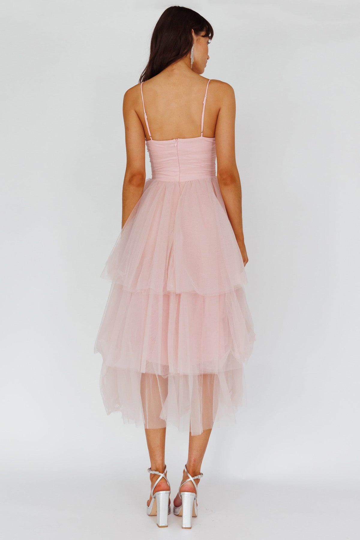 Seraphina Rose Bodice Tulle Midi Dress Blush