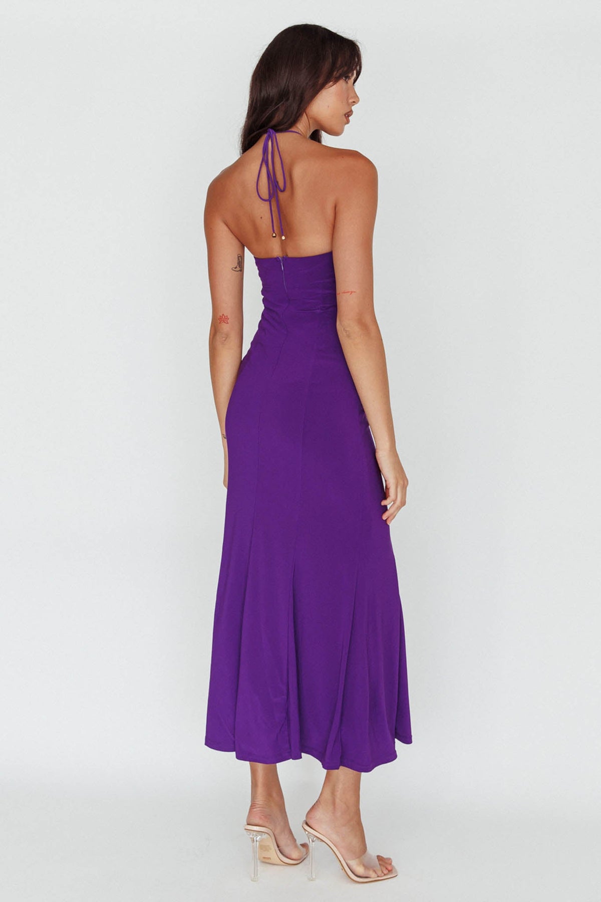 Ibiza Sunset Bust Flower Midi Dress Purple