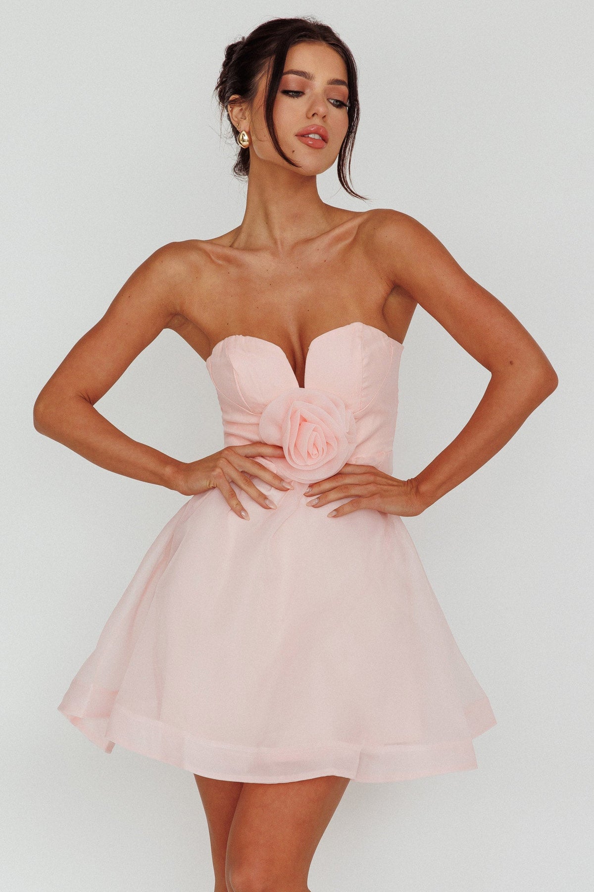 La Vie En Rose Strapless A-Line Mini Dress Baby Pink