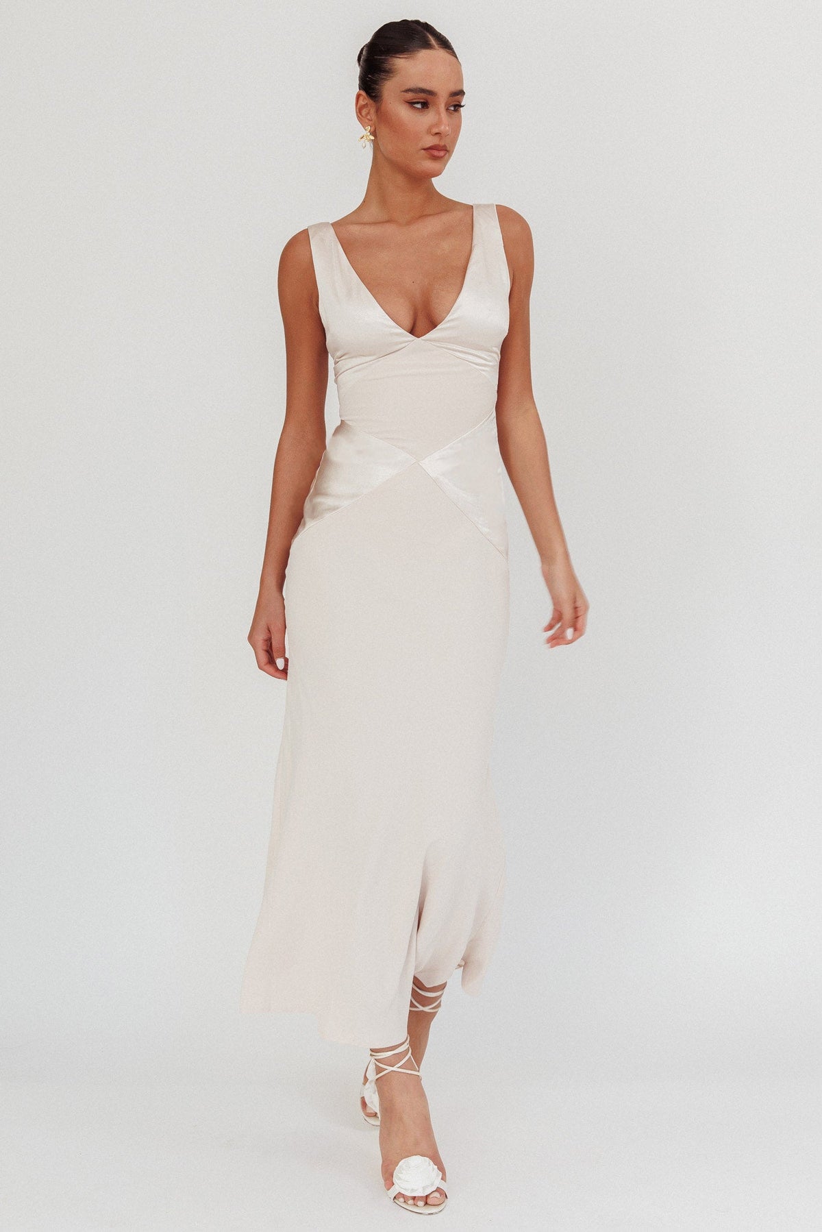 Soul Fire V-Neck Maxi Dress Champagne