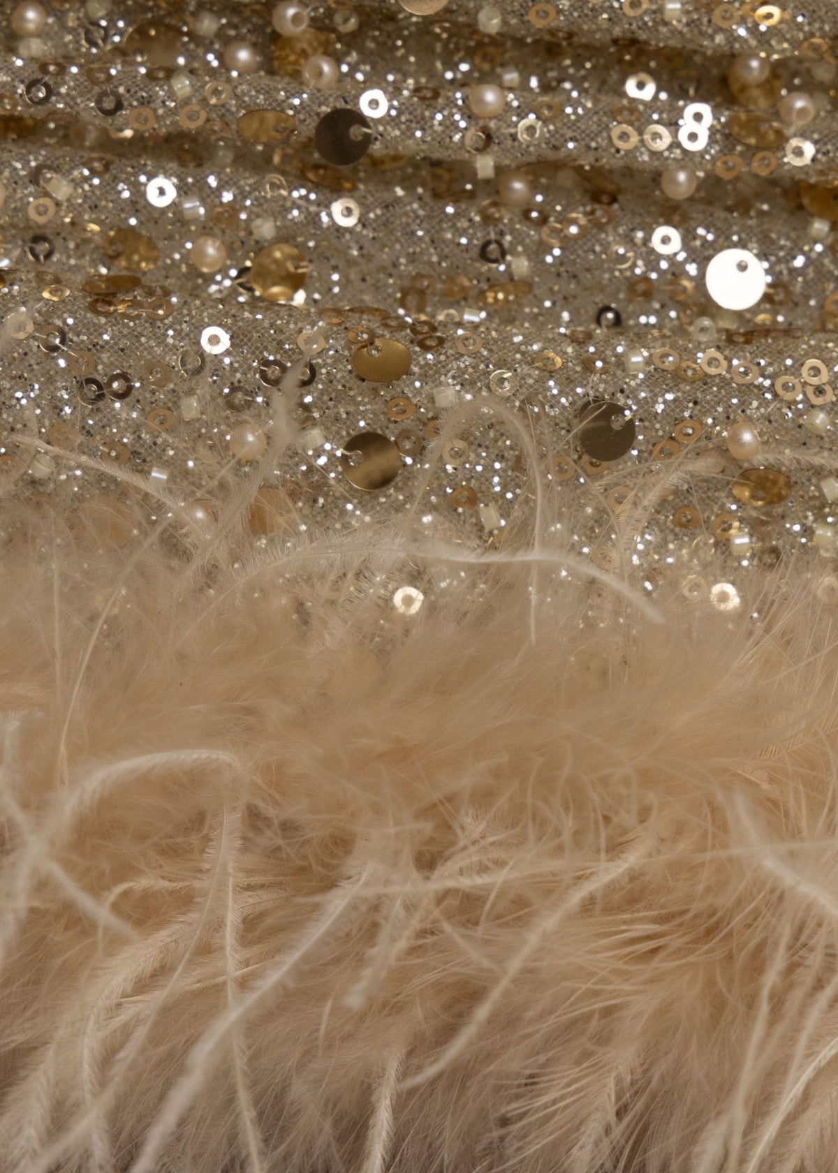 Sweeter Nights Embellished Feather Mini Dress - Gold