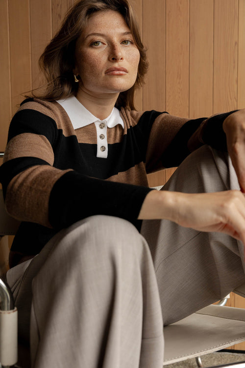 Cleo Merino Striped Polo