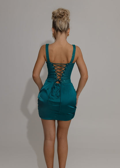 Your Temptation Glitter Mini Dress - Teal