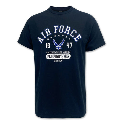 Air Force Distressed Fly Fight Win T-Shirt (Black)