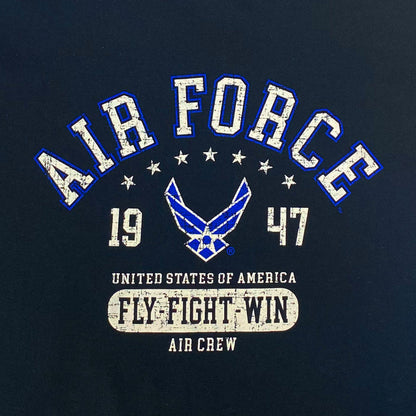 Air Force Distressed Fly Fight Win T-Shirt (Black)