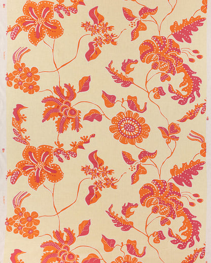Alan Campbell Fabric: Albany - Custom Orange / Magenta on Cream 100% Linen