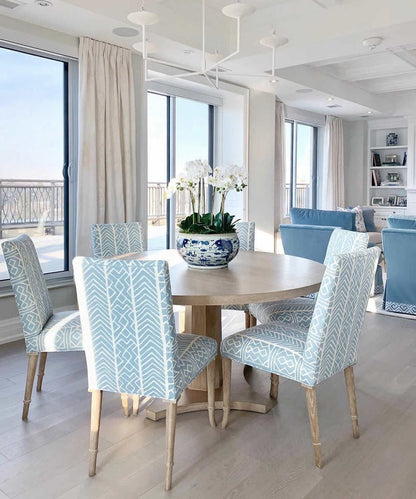 Alan Campbell Fabric: Aruba II Background - Custom Light Windsor Blue on Tinted Belgian Linen / Cotton