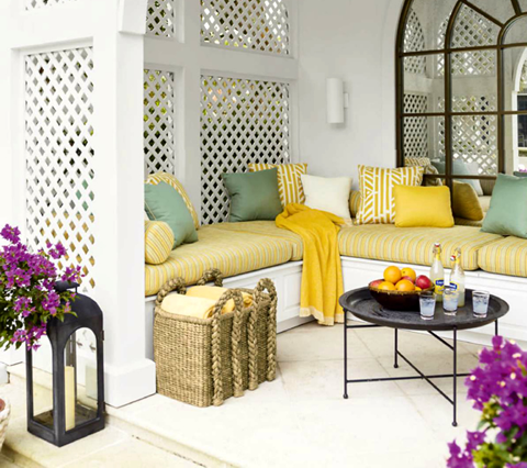 Alan Campbell Fabric: Candu - Custom Sky on White Suncloth (OUTDOOR)