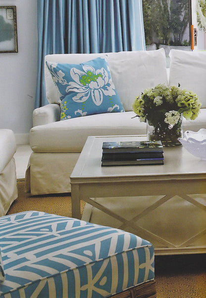 Alan Campbell Fabric: Candu - Royal Blue on White Suncloth (OUTDOOR)