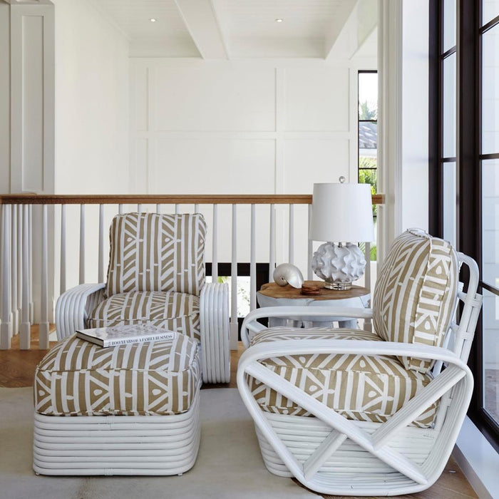 Alan Campbell Fabric: Candu - Royal Blue on White Suncloth (OUTDOOR)