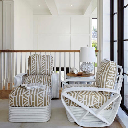 Alan Campbell Fabric: Candu - Royal Blue on White Suncloth (OUTDOOR)