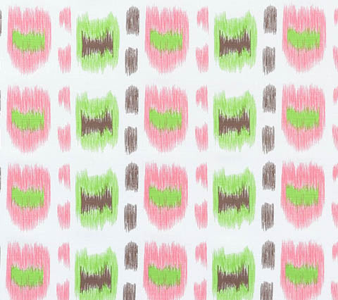 Alan Campbell Fabric: Cintra - Custom Pink / Green / Brown on White Belgian Linen / Cotton