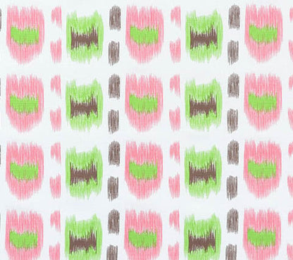 Alan Campbell Fabric: Cintra - Custom Pink / Green / Brown on White Belgian Linen / Cotton
