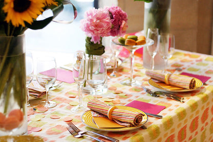 Alan Campbell Fabric: Cintra - Custom Pink / Green / Brown on White Belgian Linen / Cotton