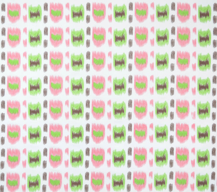 Alan Campbell Fabric: Cintra - Custom Pink / Green / Brown on White Belgian Linen / Cotton