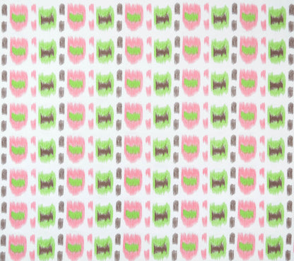Alan Campbell Fabric: Cintra - Custom Pink / Green / Brown on White Belgian Linen / Cotton