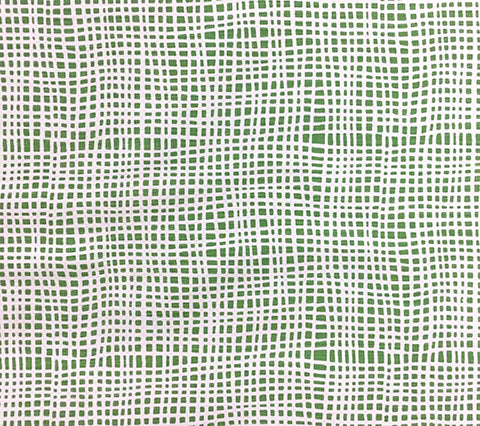 Alan Campbell Fabric: Criss Cross - Custom Green textured check print on White Belgian Linen/Cotton
