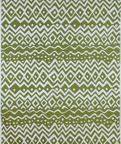 Alan Campbell Fabric: Deauville - Custom Olive Green on White Suncloth