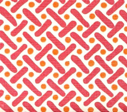 Alan Campbell Fabric: Kells II - Custom Orange Dots / Magenta on Tinted Belgian Linen / Cotton