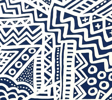 Alan Campbell Fabric: Little Margie - Custom Navy on White Belgian Linen / Cotton