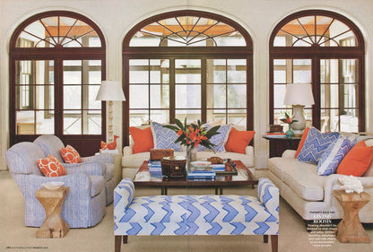 Alan Campbell Fabric: Mojave One Color Reverse - Custom Citrus Garden on White Belgian Linen / Cotton