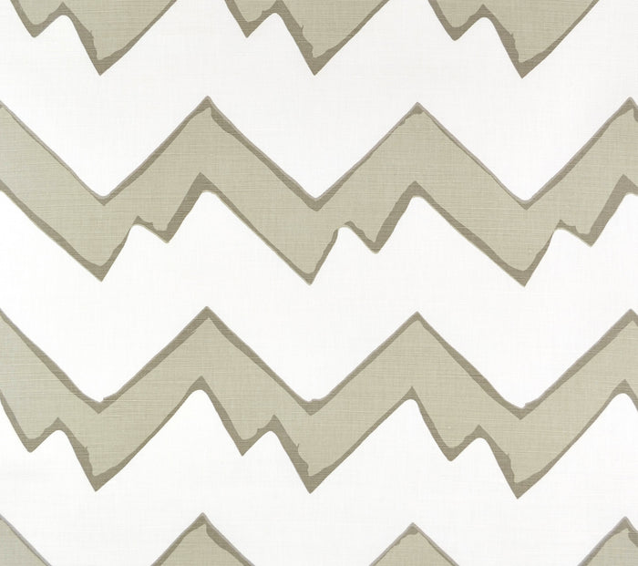 Alan Campbell Fabric: Montecito Zig Zag - Custom Grays on White 100% Silk Taffeta