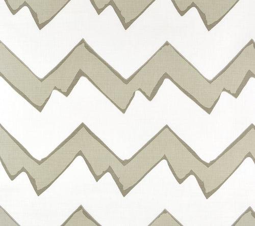 Alan Campbell Fabric: Montecito Zig Zag - Custom Grays on White 100% Silk Taffeta