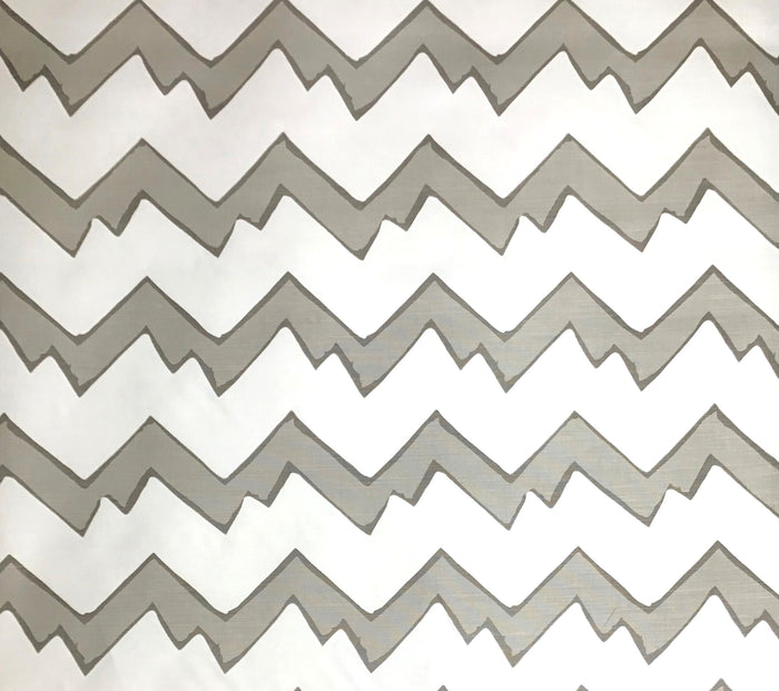 Alan Campbell Fabric: Montecito Zig Zag - Custom Grays on Tinted Belgian Linen/Cotton