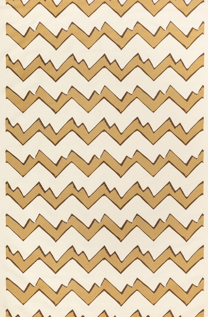 Alan Campbell Fabric: Montecito Zig Zag - Custom Mocha on Tinted Belgian Linen / Cotton