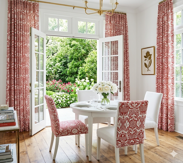 Alan Campbell Fabric: New Brompton - Custom Red on Bright White Belgian Linen / Cotton