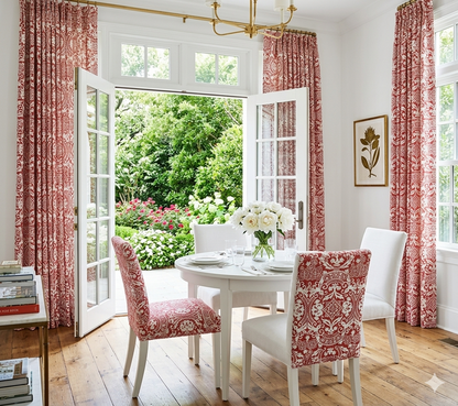 Alan Campbell Fabric: New Brompton - Custom Red on Bright White Belgian Linen / Cotton