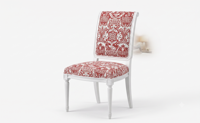 Alan Campbell Fabric: New Brompton - Custom Red on Bright White Belgian Linen / Cotton