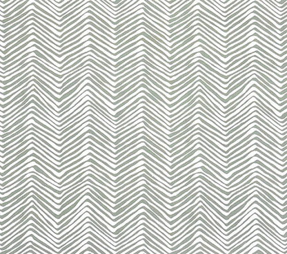 Alan Campbell Fabric: Petite Zig Zag - Custom French Green on White 100% Cotton Sateen