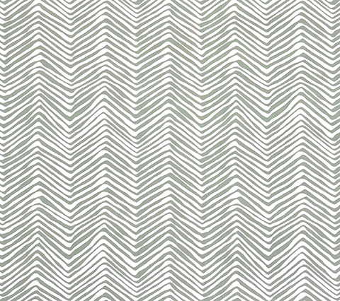 Alan Campbell Fabric: Petite Zig Zag - Custom French Green on White 100% Cotton Sateen