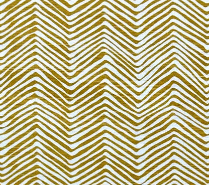 Alan Campbell Fabric: Petite Zig Zag - Custom Inca Gold on White Belgian Linen / Cotton