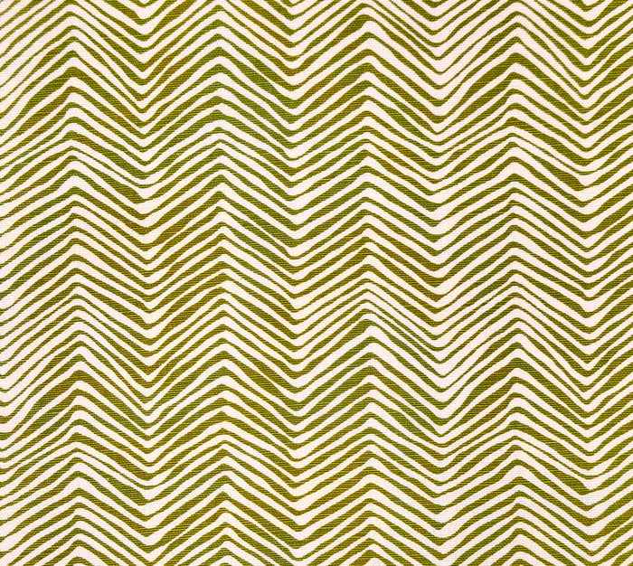 Alan Campbell Fabric: Petite Zig Zag - Custom Jungle Green on Tinted Linen / Cotton