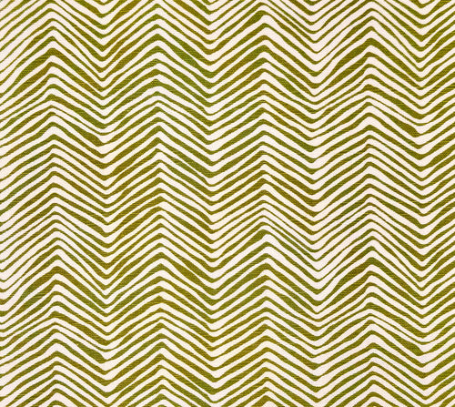 Alan Campbell Fabric: Petite Zig Zag - Custom Jungle Green on Tinted Linen / Cotton