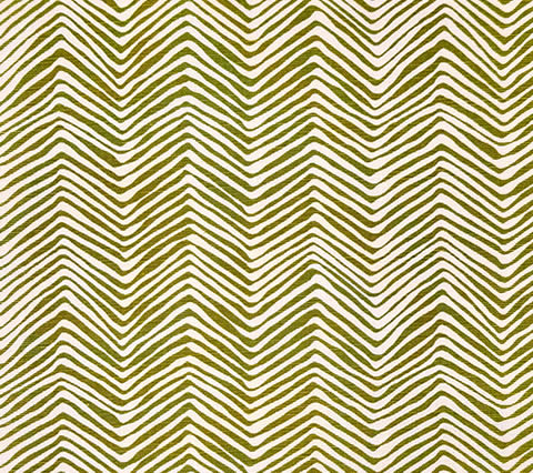 Alan Campbell Fabric: Petite Zig Zag - Custom Jungle Green on Tinted Linen / Cotton