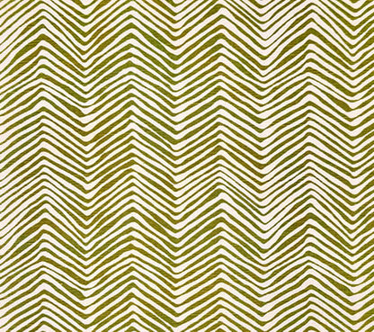 Alan Campbell Fabric: Petite Zig Zag - Custom Jungle Green on Tinted Linen / Cotton