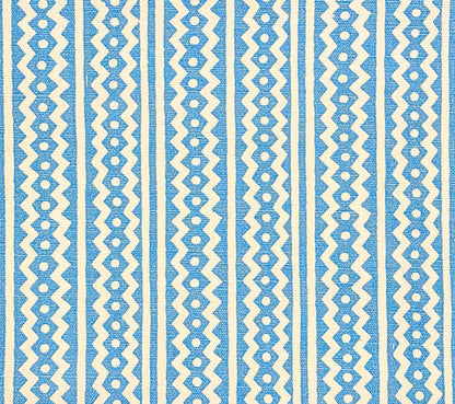 Alan Campbell Fabric: Ric Rac Reverse - Custom Sky Blue on Tinted Belgian Linen / Cotton