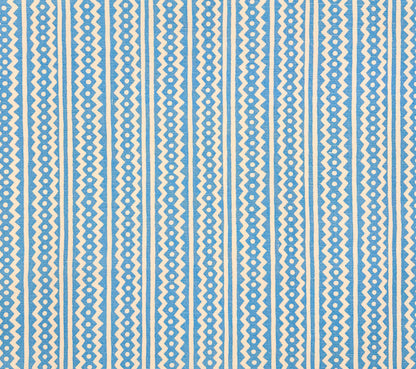 Alan Campbell Fabric: Ric Rac Reverse - Custom Sky Blue on Tinted Belgian Linen / Cotton