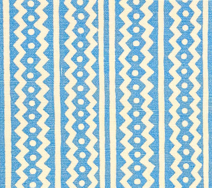 Alan Campbell Fabric: Ric Rac Reverse - Custom Sky Blue on Tinted Belgian Linen / Cotton